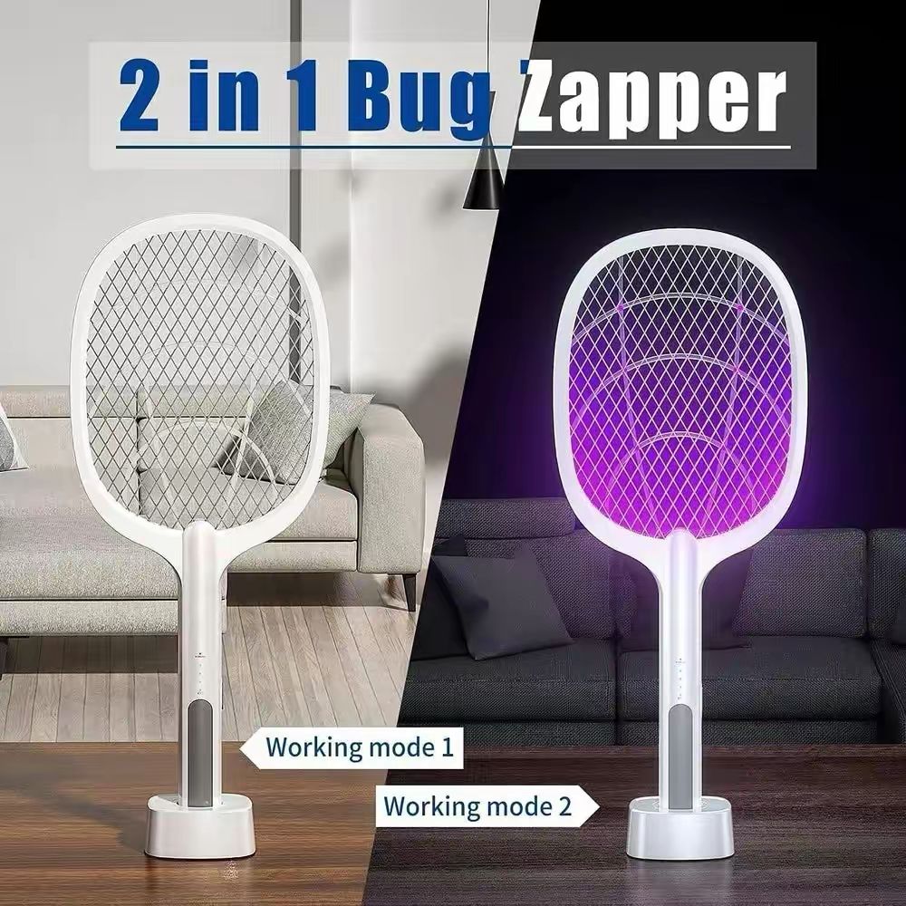 Rechargeable Electric Mosquito Swatter Racket – USB Fast Charging Bug Zapper with LED Light