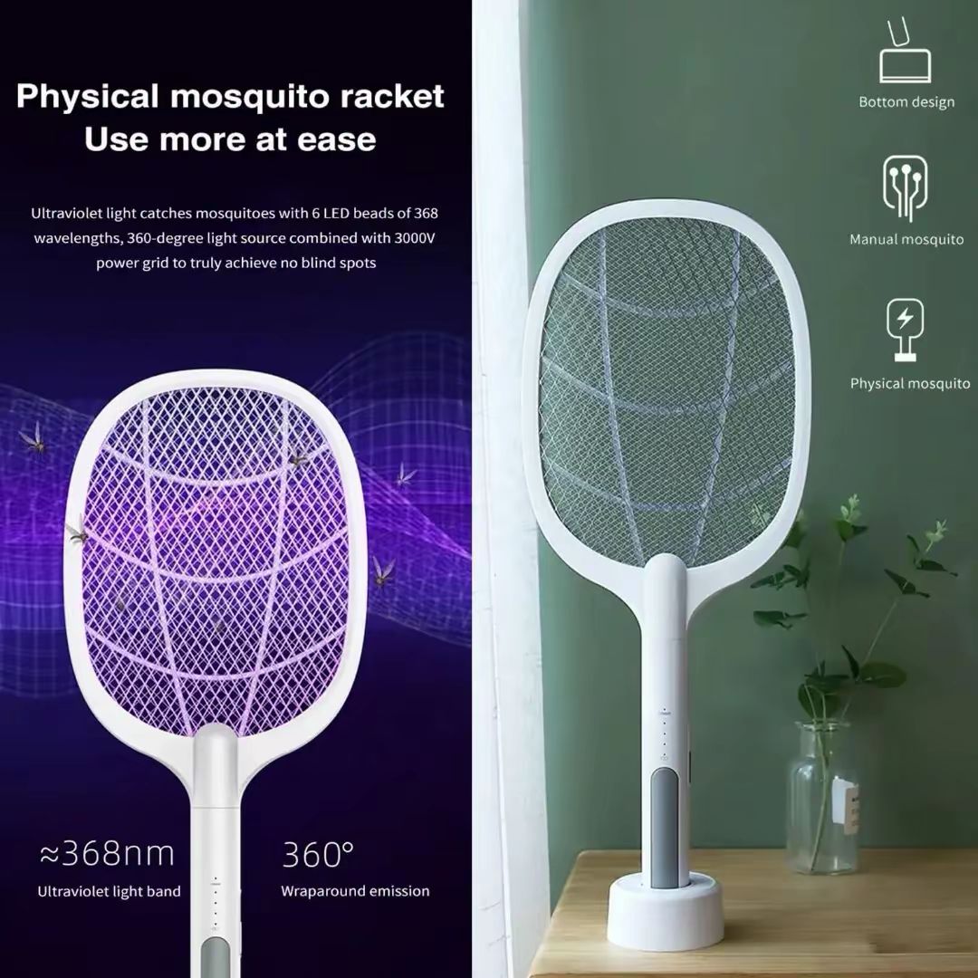 Rechargeable Electric Mosquito Swatter Racket – USB Fast Charging Bug Zapper with LED Light