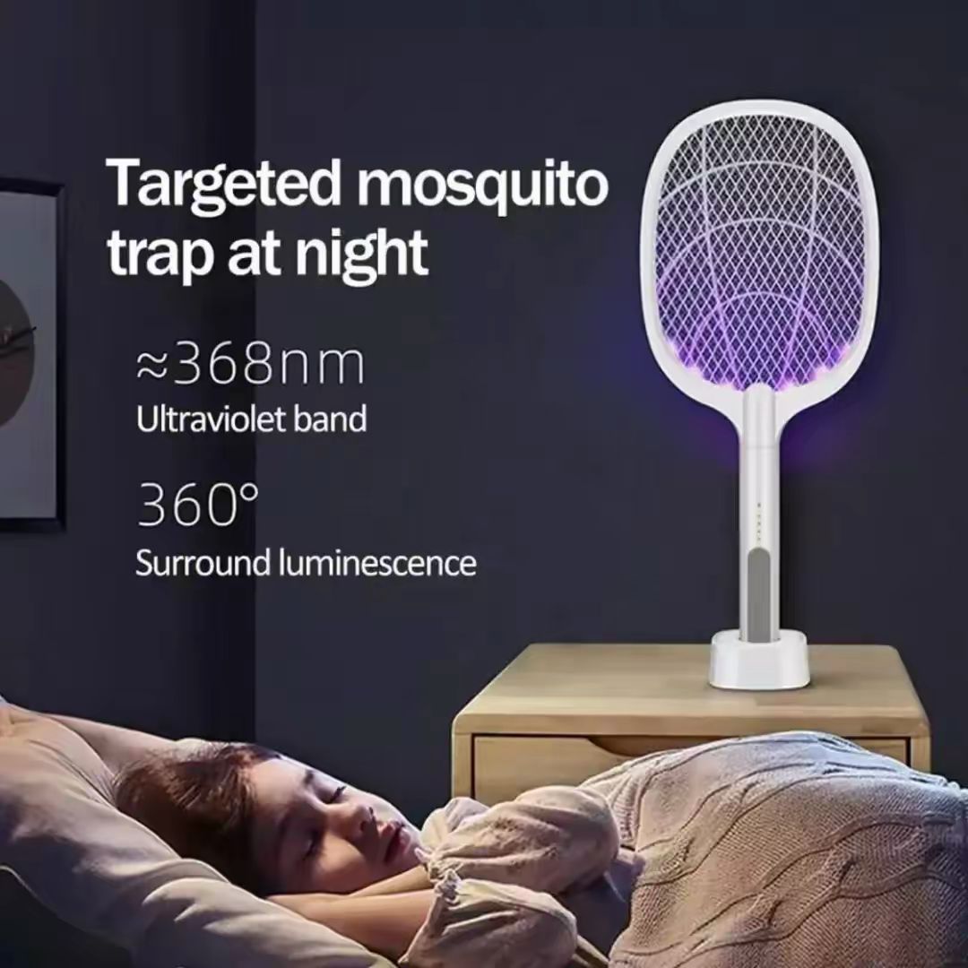 Rechargeable Electric Mosquito Swatter Racket – USB Fast Charging Bug Zapper with LED Light