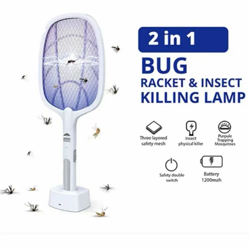 Rechargeable Electric Mosquito Swatter Racket – USB Fast Charging Bug Zapper with LED Light